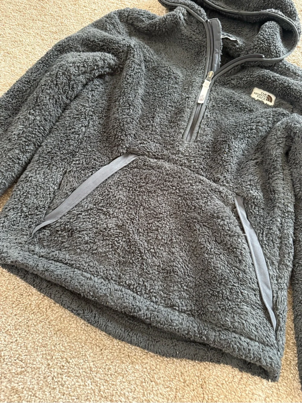 The North Face Kids' Gray Sherpa Half Zip Hoodie Jacket Size Medium